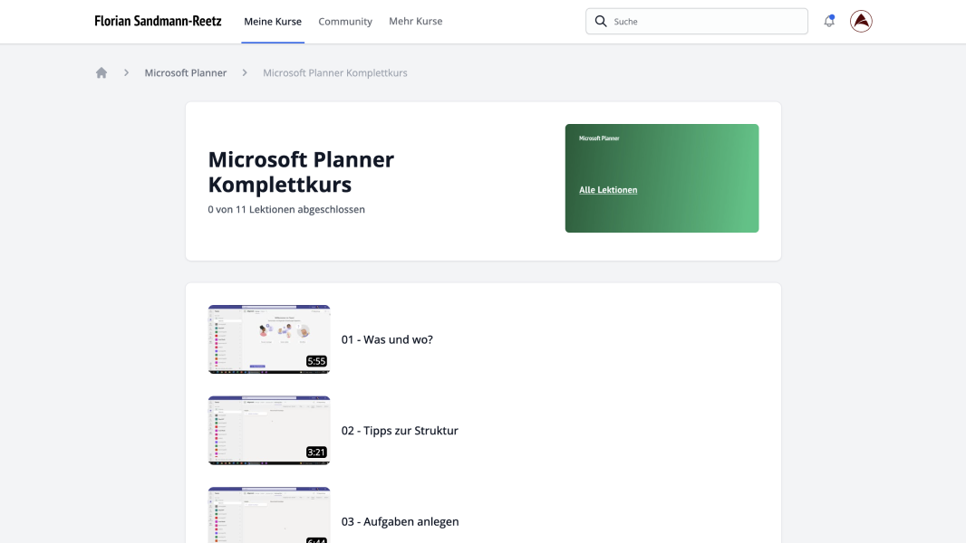 Planner Komplettkurs Florian Sandmann Reetz